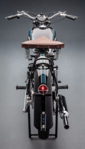 A rearview of a motorcycle.